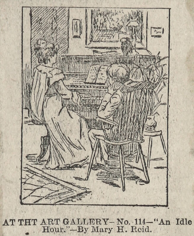Illustration de la toile de Mary Hiester Reid An Idle Hour (Temps libre), publiée dans le Montreal Herald, 7 mars 1895