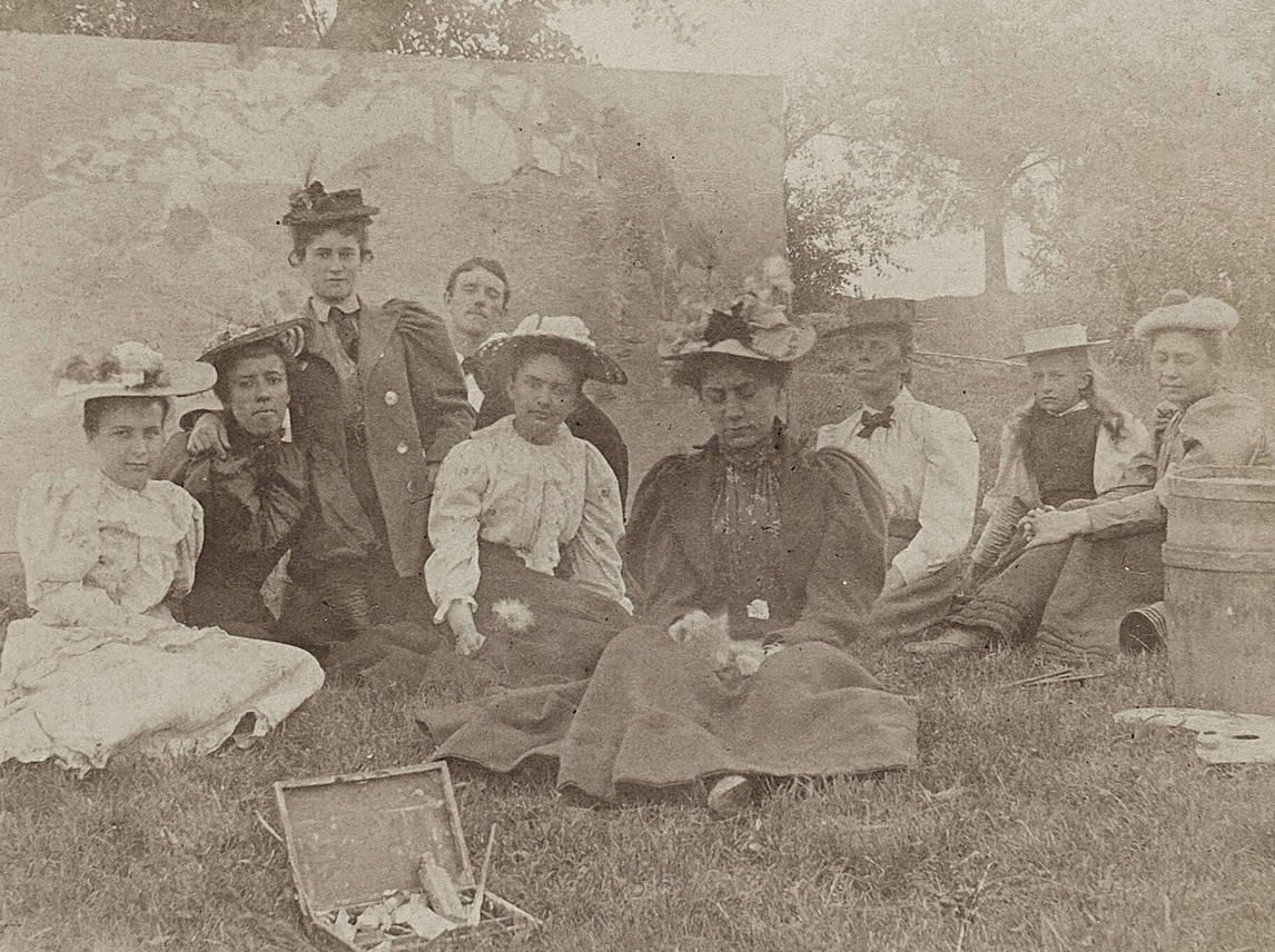Un groupe d’étudiants de George Agnew et Mary Hiester Reid à Onteora, New York, v.1894
