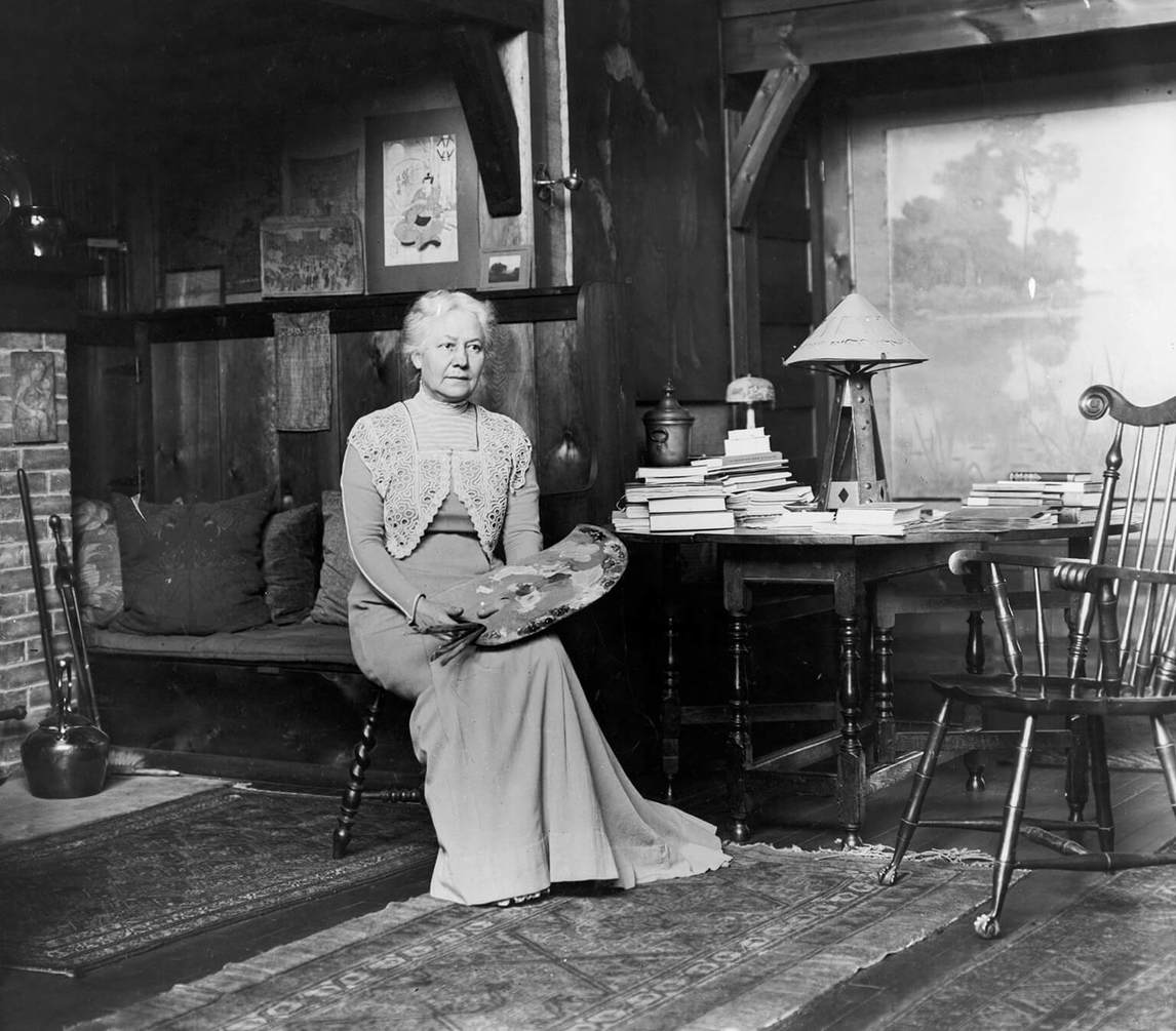 Mary Hiester Reid dans son atelier, s.d.