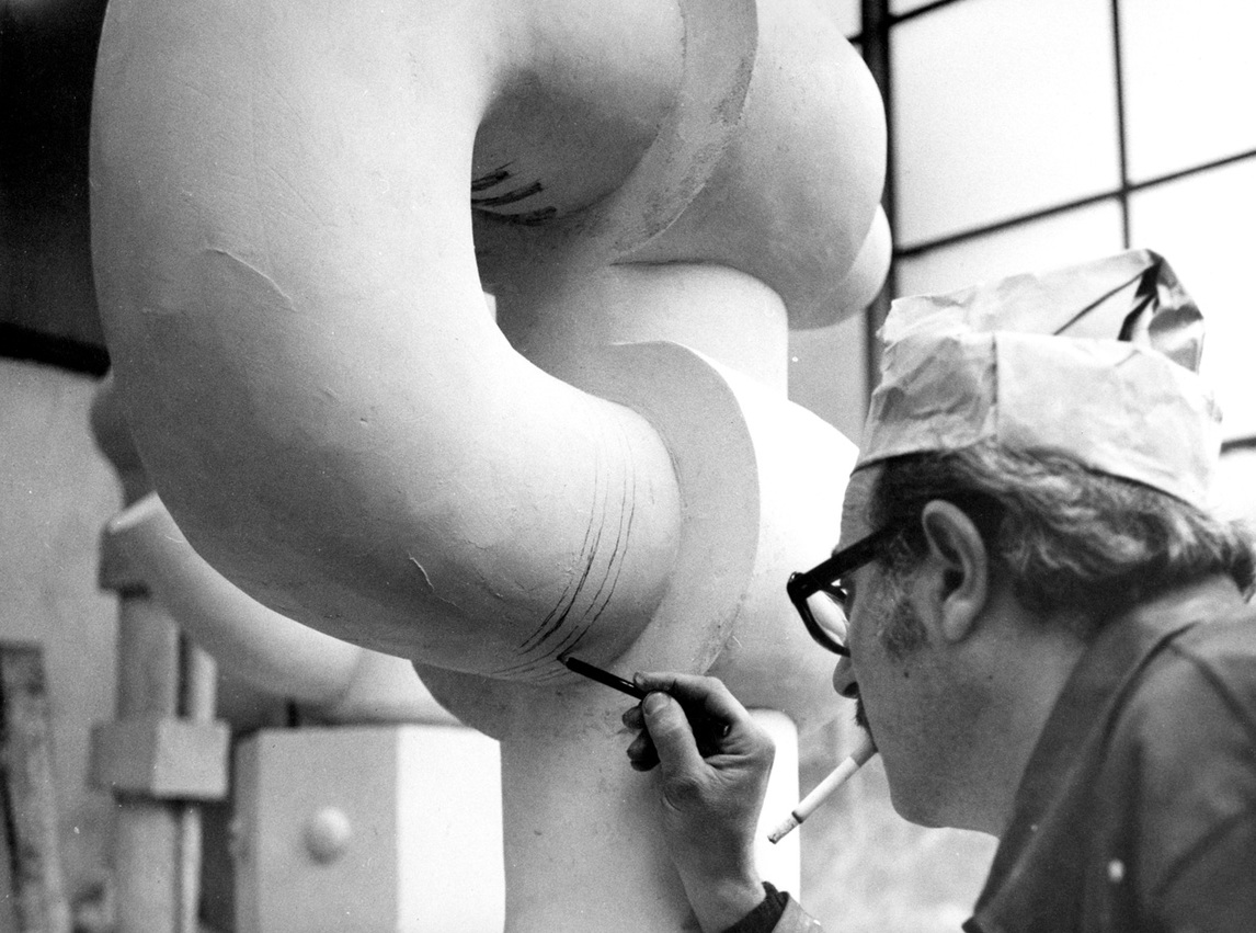 Sorel Etrog in his studio, early 1970s