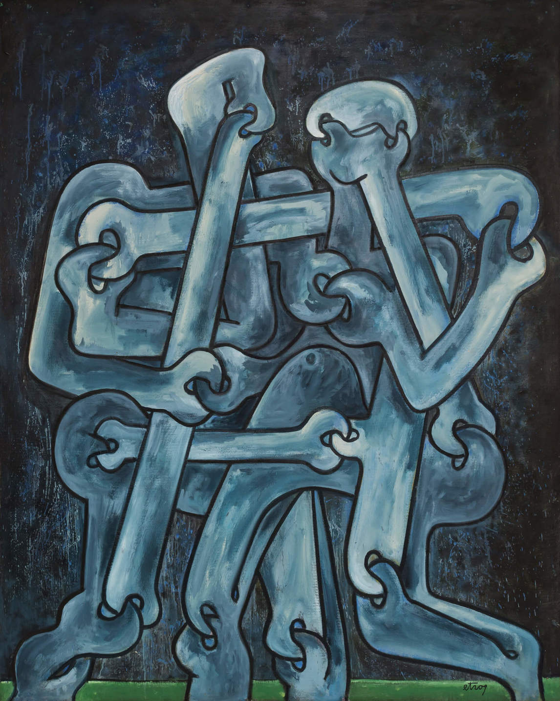 Sorel Etrog, Tribal Dancers in Blue (Danseurs tribaux en bleu), 1968-1969