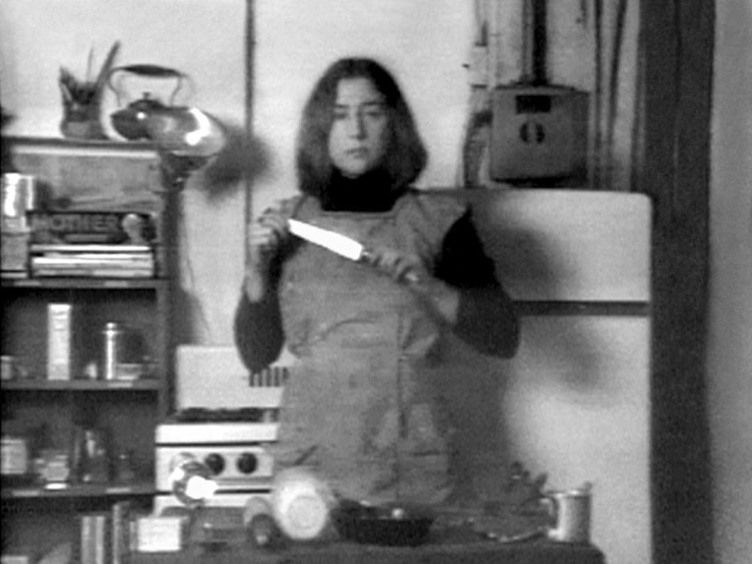 Still from Martha Rosler, The Semiotics of the Kitchen, 1975