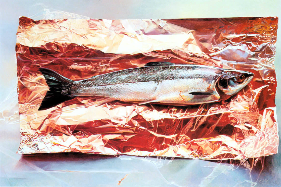 Silver Fish on Crimson Foil (Poisson argenté sur papier d’aluminium cramoisi), 1987