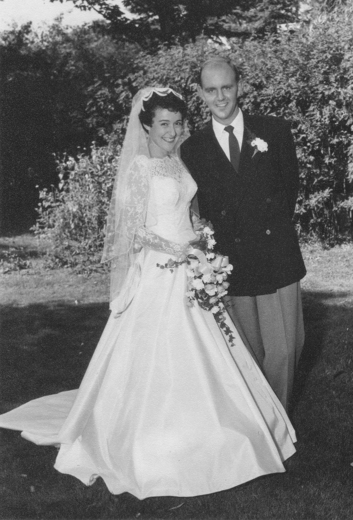 Mary and Christopher Pratt on their wedding day, 1957