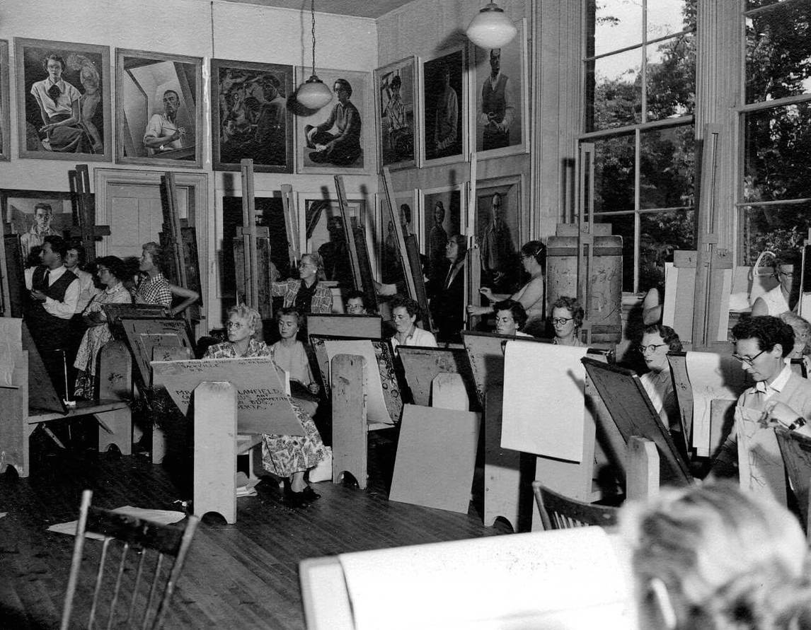 Summer art workshop at the Owens Art Gallery, Mount Allison University, Sackville, 1956