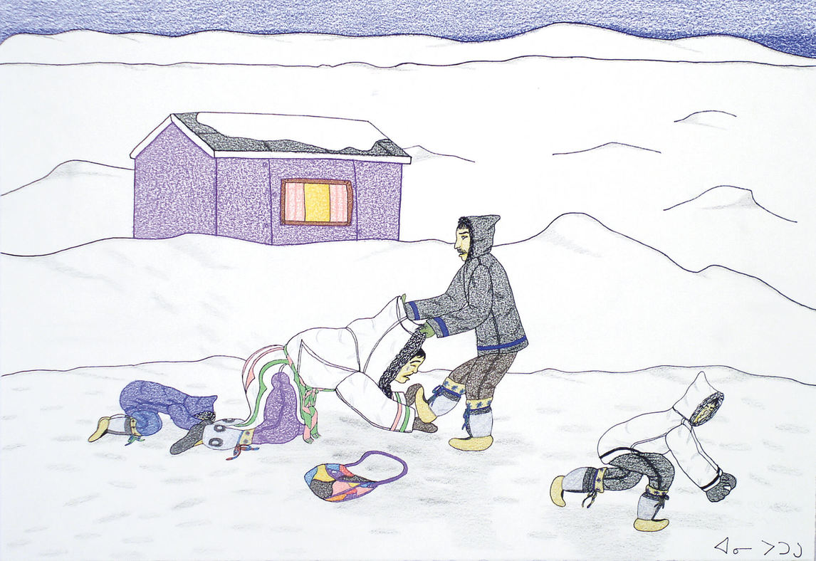 Annie Pootoogook, A Man Abuses His Wife (Un homme violent envers sa femme), 2004