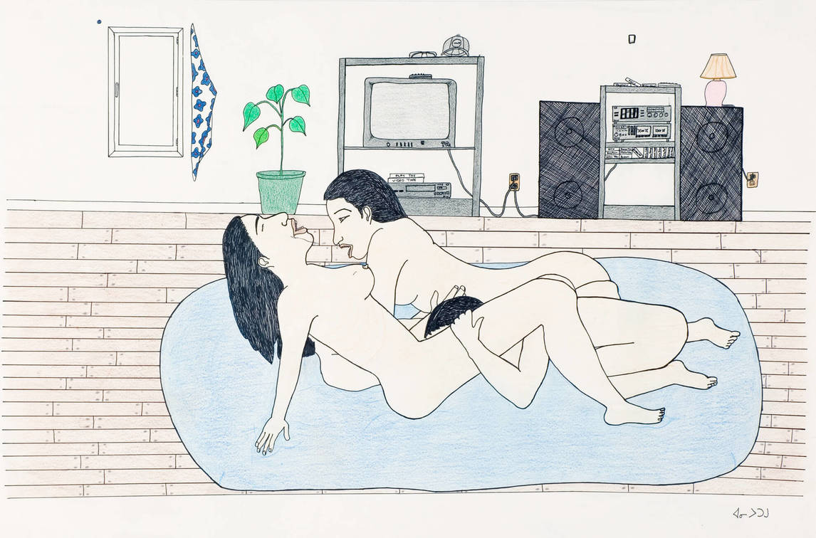 Annie Pootoogook, Erotic Scene — 4 Figures (Scène érotique — 4 figures), 2001