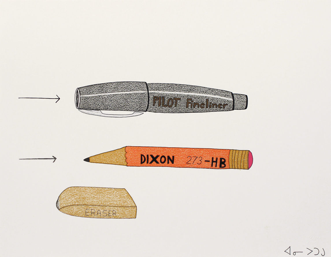 Annie Pootoogook, Pen, Pencil and Eraser (Stylo, crayon et gomme à effacer), 2003-2004