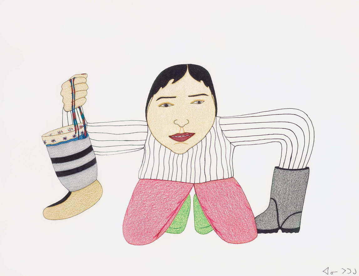 Annie Pootoogook, Holding Boots (Femme tenant des bottes), 2004