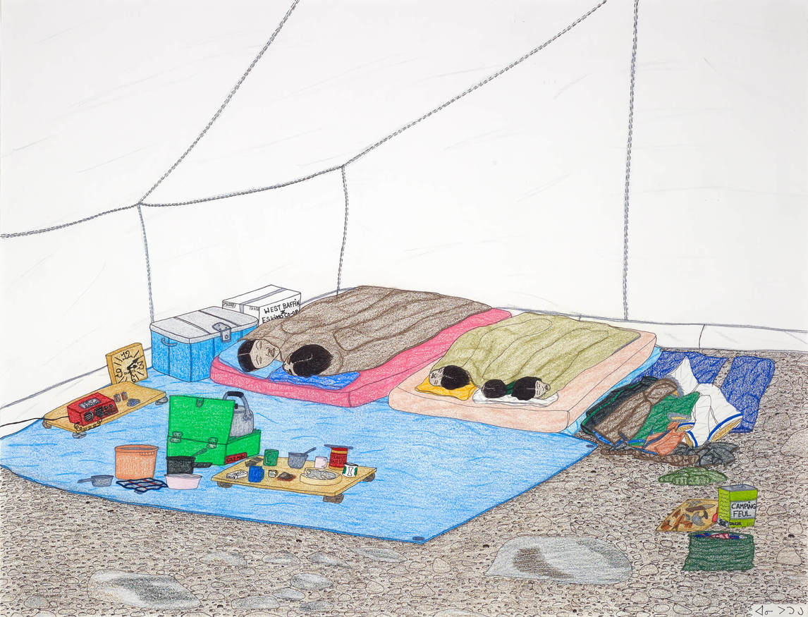 Annie Pootoogook, In the Summer Camp Tent, 2002