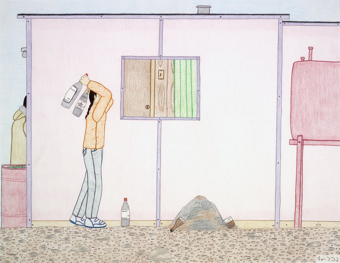 Annie Pootoogook, Memory of my Life: Breaking Bottles (Souvenir de ma vie : casser des bouteilles), 2001-2002