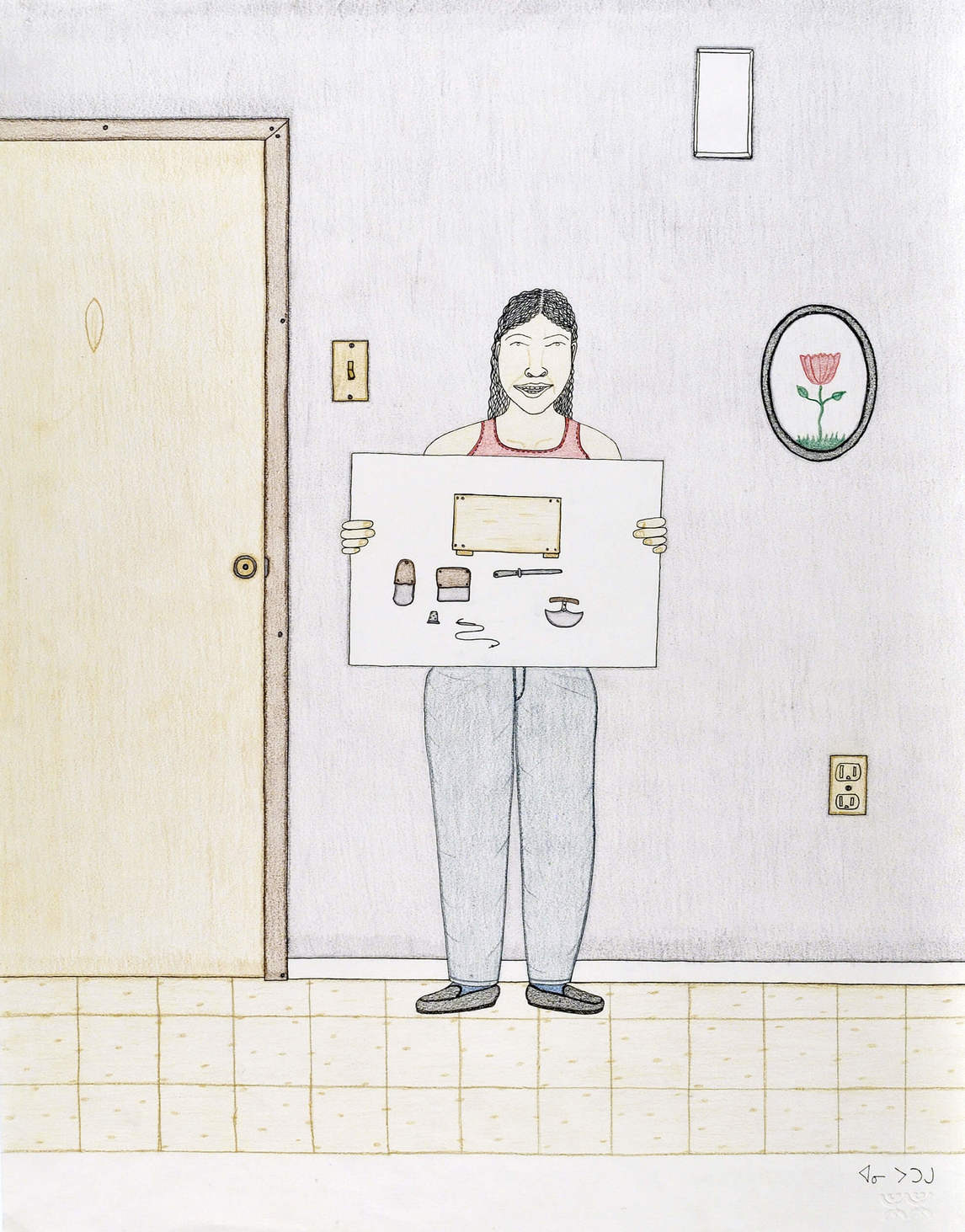 Annie Pootoogook, Showing a Drawing (En montrant un dessin), 2001-2002