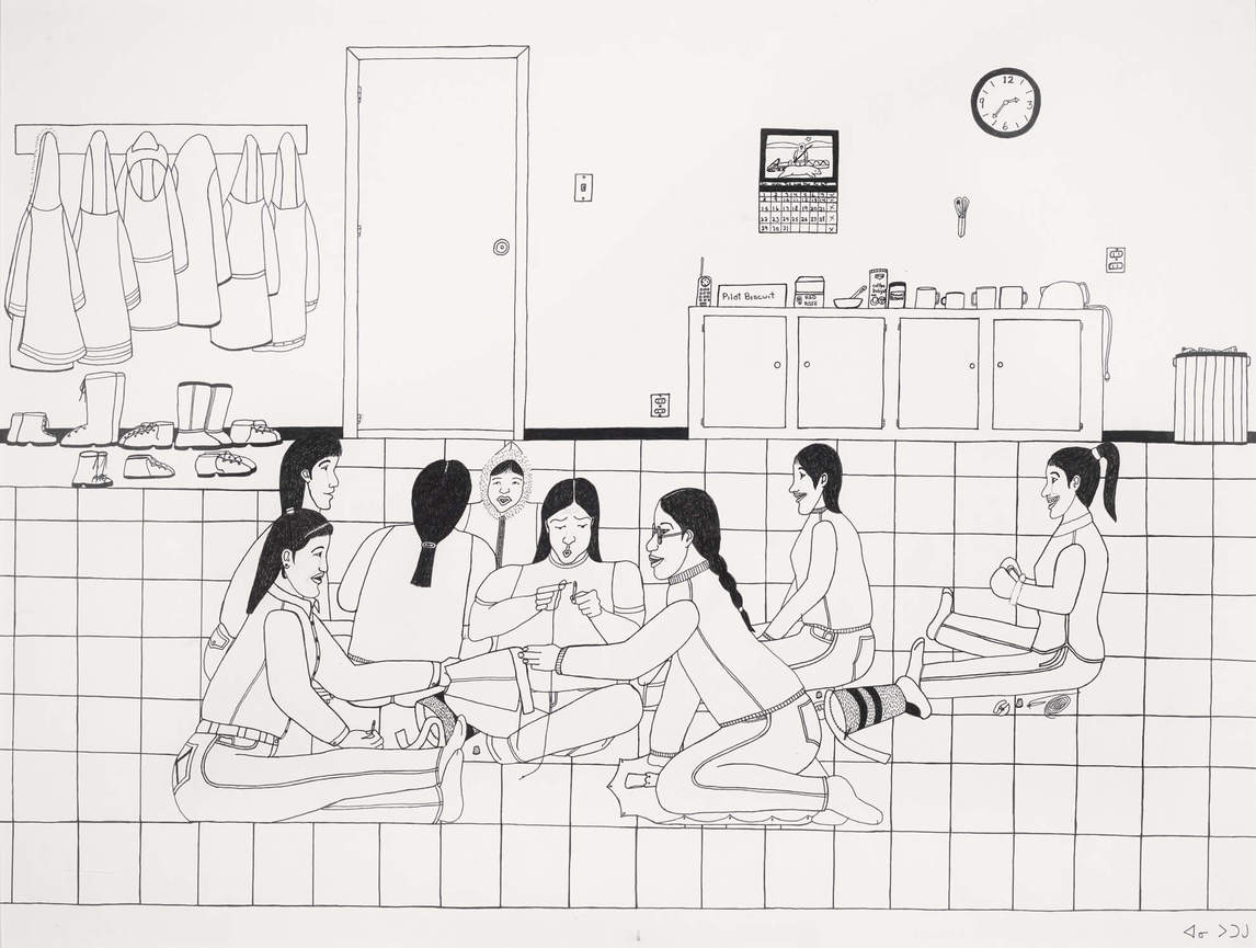 Annie Pootoogook, Untitled (Women Sewing), 2004