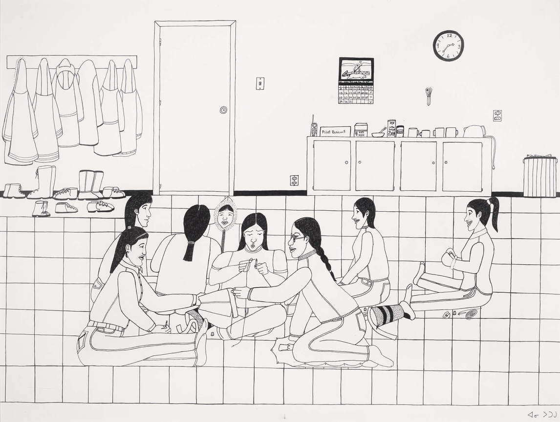 Annie Pootoogook, Untitled (Women Sewing), 2004 