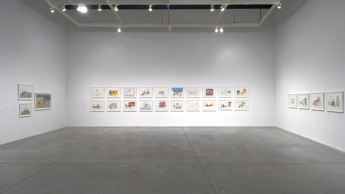 Vue d’installation de l’œuvre d’Annie Pootoogook à la Power Plant Contemporary Art Gallery, 2006