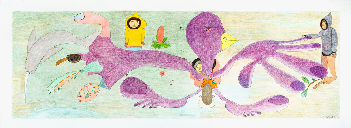 Shuvinai Ashoona, Composition [Purple Bird Transformation] (Composition [La transformation de l'oiseau mauve]), 2010