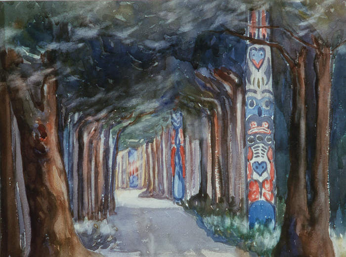 Emily Carr, Allée des mâts totémiques, Sitka, 1907