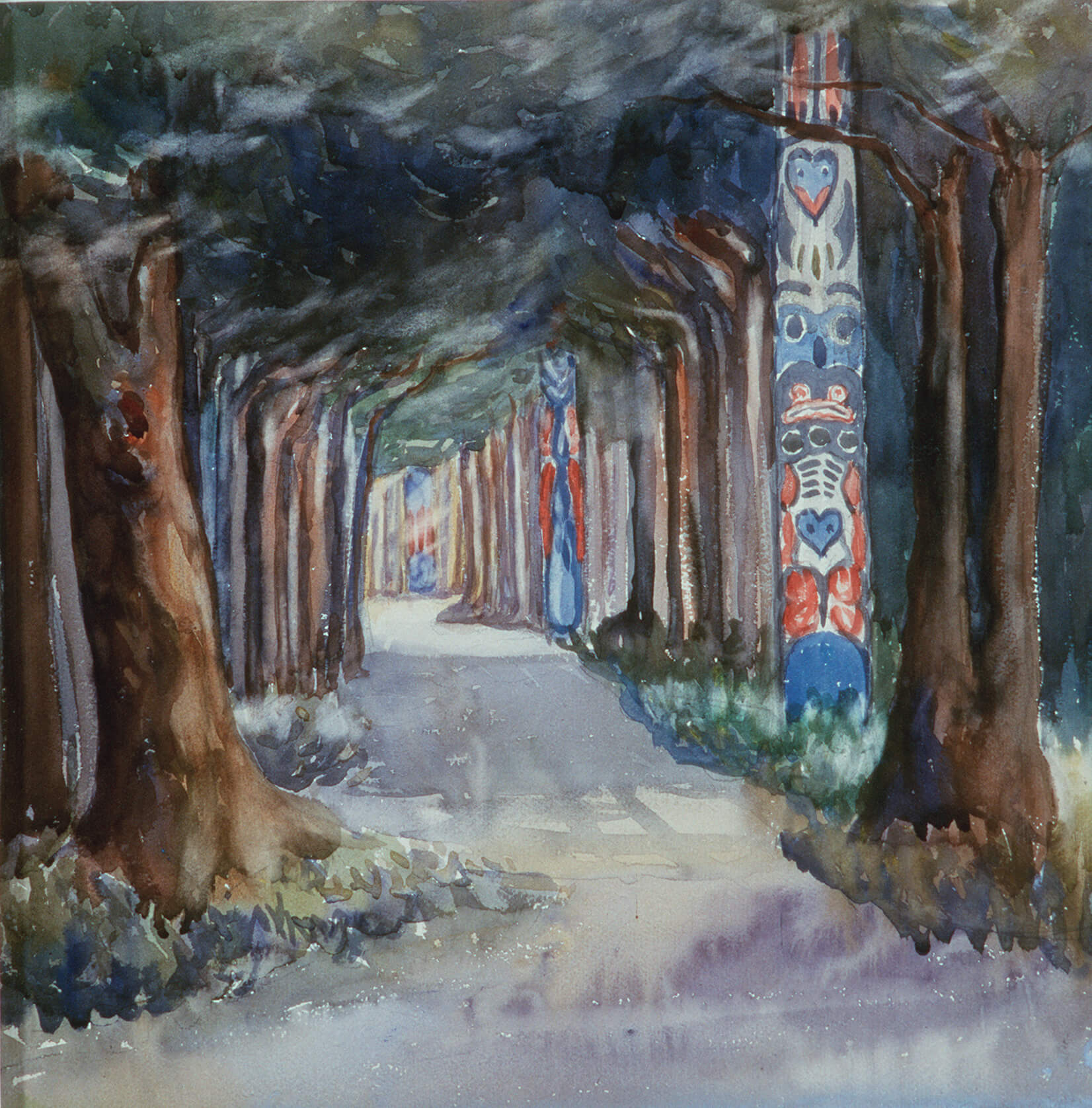 Emily Carr, Allée des mâts totémiques, Sitka, 1907