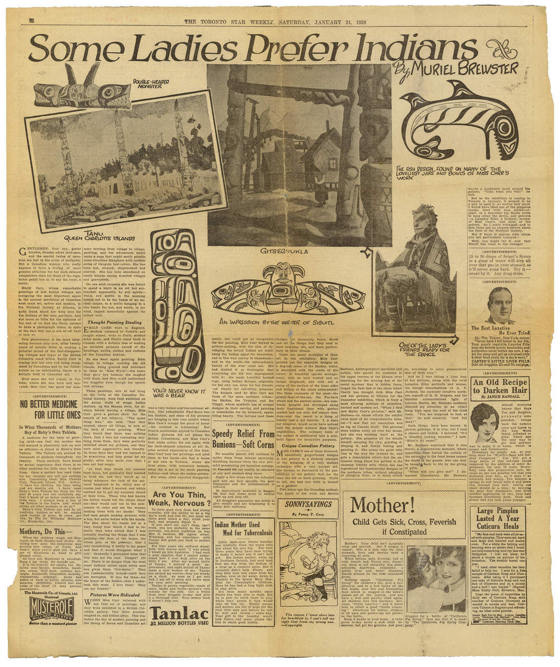 Art Canada Institute, Muriel Brewster (Muriel Bruce), Toronto Star Weekly, January 21, 1928