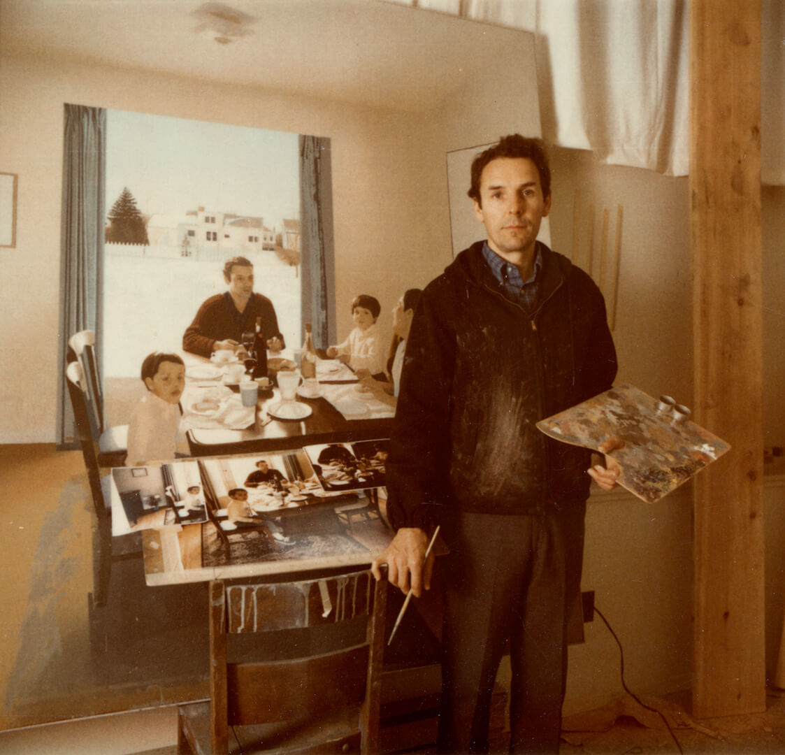 Art Canada Institute, Jack Chambers, Jack Chambers in front of his painting Lunch