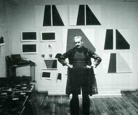 Art Canada Institute, Gaucher in his studio on De Bullion Street, Montreal, 1979