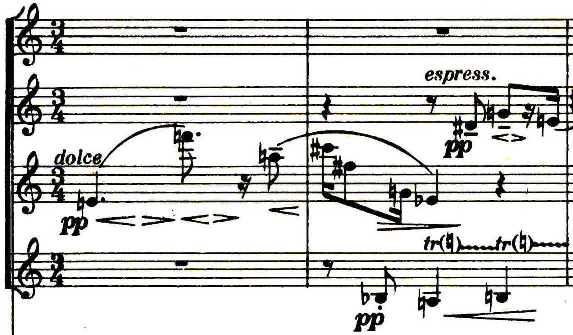 Art Canada Institute, first bars of Anton Webern’s Five Pieces for Orchestra.