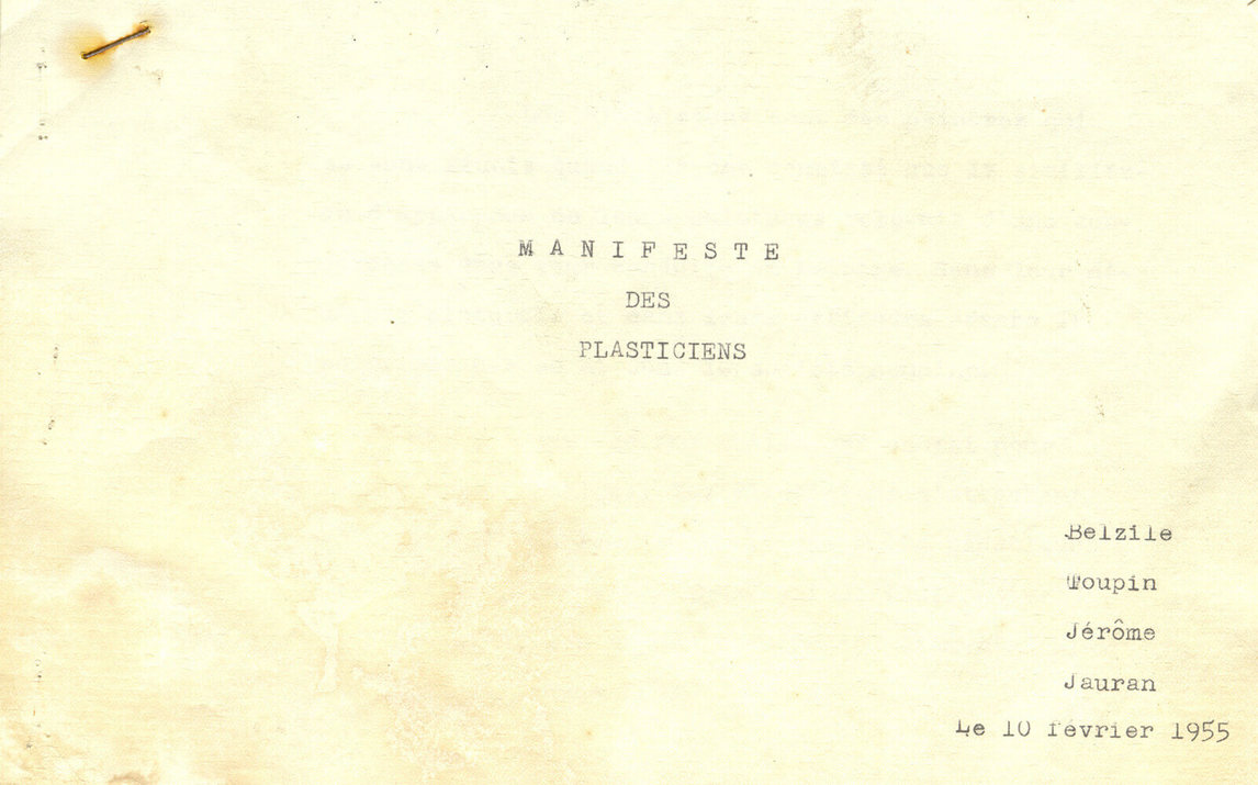 Art Canada Institute, cover of the Plasticien manifesto