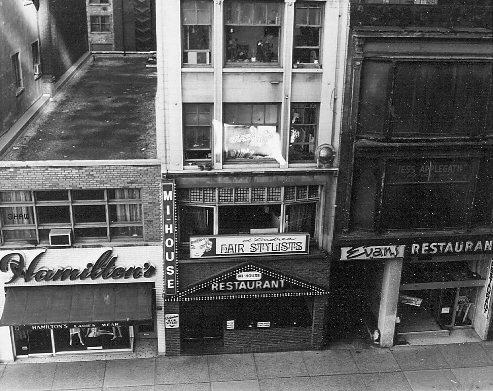 Art Canada Institute, General Idea headquarters above the Mi-House restaurant at 87 Yonge Street, Toronto, c. 1971