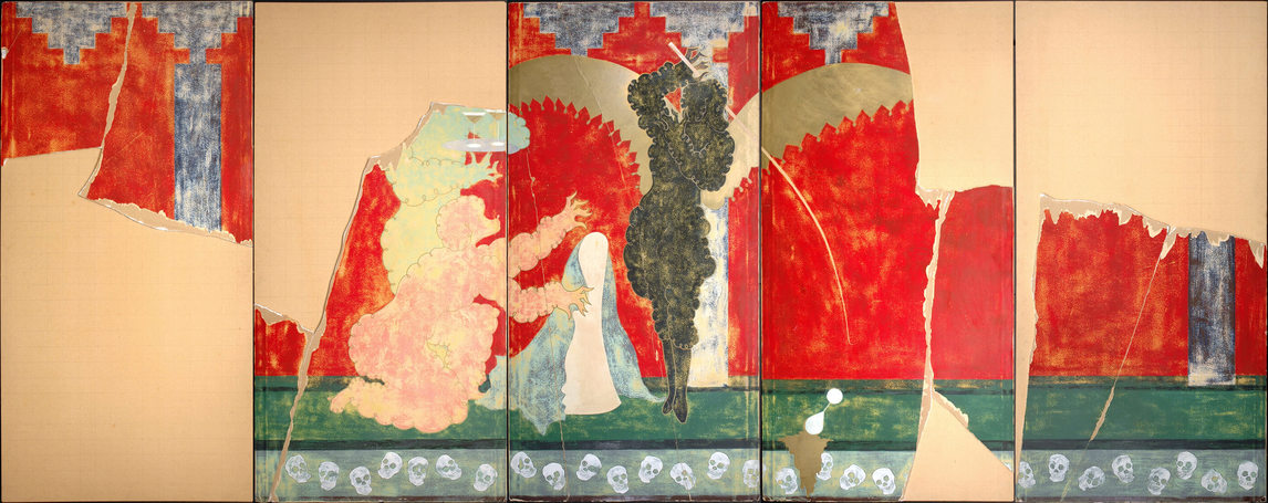 General Idea, The Unveiling of the Cornucopia (A Mural Fragment from the Room of the Unknown Function in the Villa Dei Misteri of the 1984 Miss General Idea Pavilion), 1982