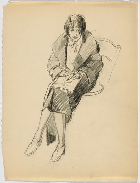 Art Canada Institute, Prudence Heward, Self-Portrait, c. 1926, Sketchbook 3