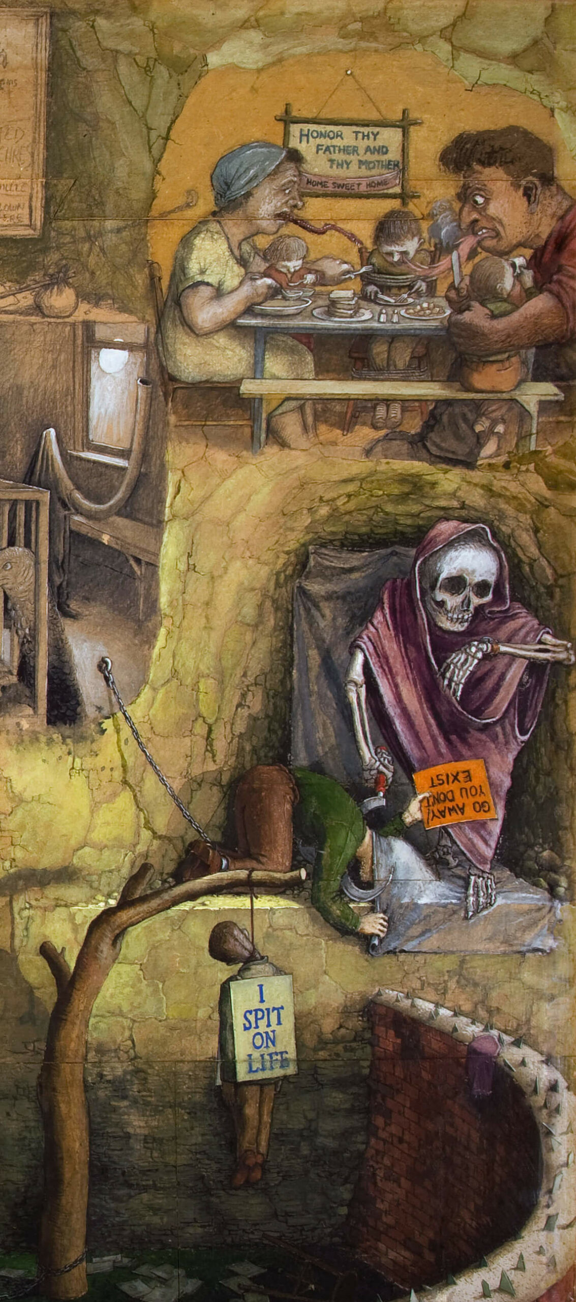 Art Canada Institute, William Kurelek, I Spit on Life (detail), c. 1953–54