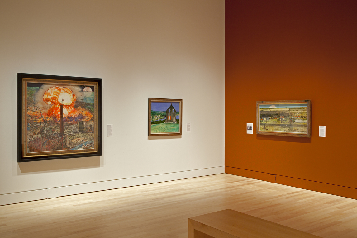 Art Canada Institute, William Kurelek, Installation view of the exhibition William Kurelek: The Messenger at the Art Gallery of Hamilton, 2012