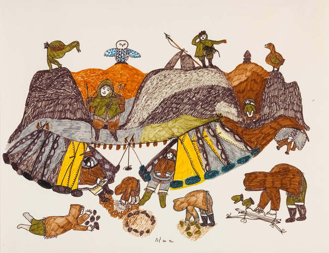 Pitseolak Ashoona, Scène de campement d’été (Summer Camp Scene), v.1974