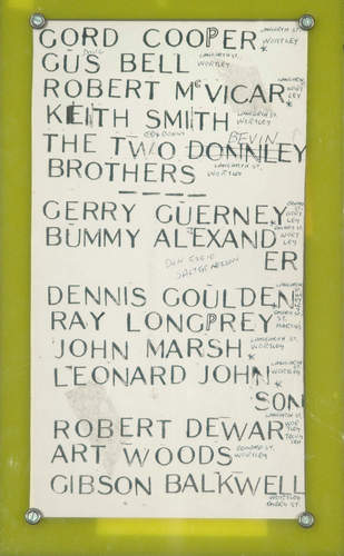 Greg Curnoe, Liste de noms de l’école Wortley Road, 1962