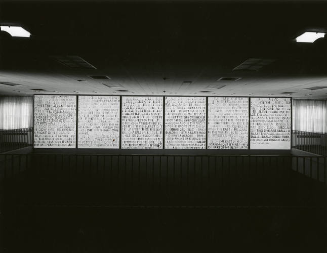 Vue de l’exposition de Greg Curnoe, Vue de l’hôpital Victoria, première série : #1-6, 1968-1969