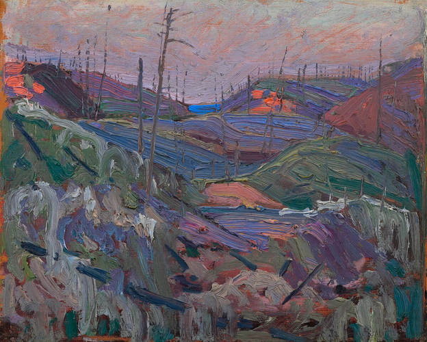 Tom Thomson, Collines dévastées par le feu, 1915