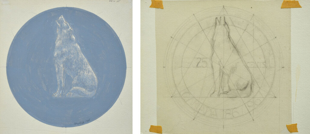 Study for 25 cent coin / Design for coin, wolf