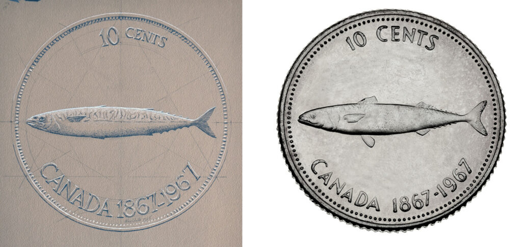 Dessin pour pièce de dix cents / Pièce du centenaire, Alex Colville, 10 cents, Canada