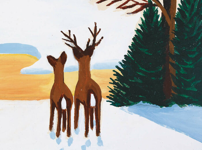 Cerfs en hiver, v.1950