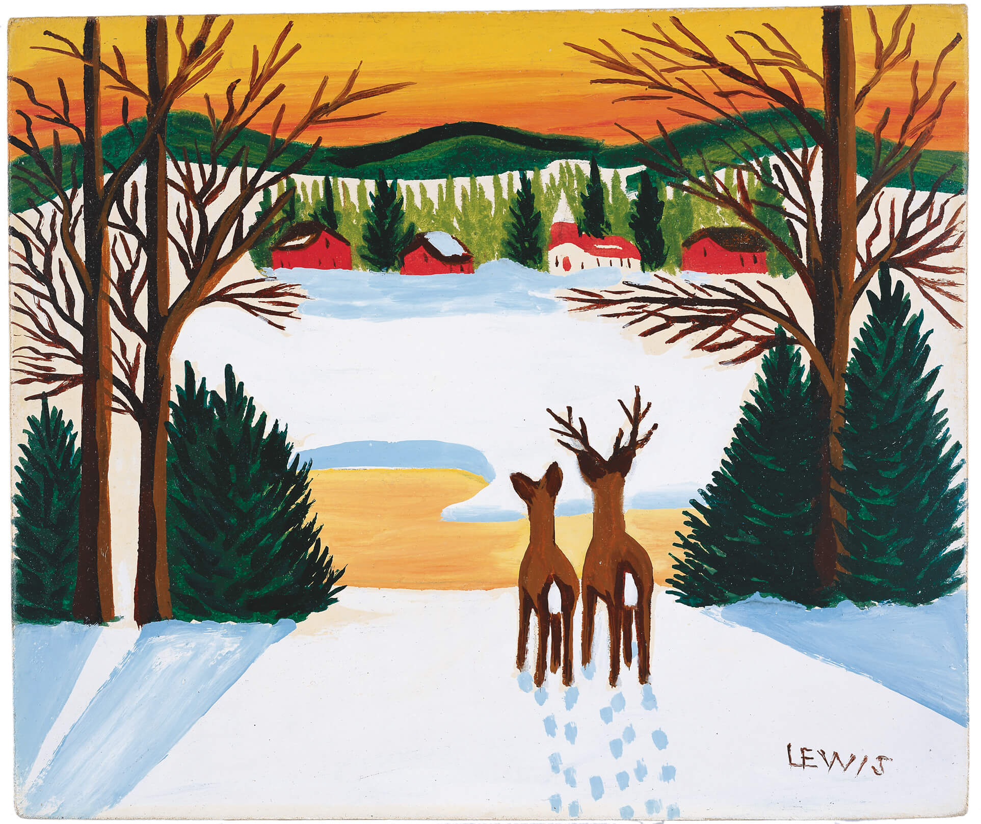 Cerfs en hiver, v.1950