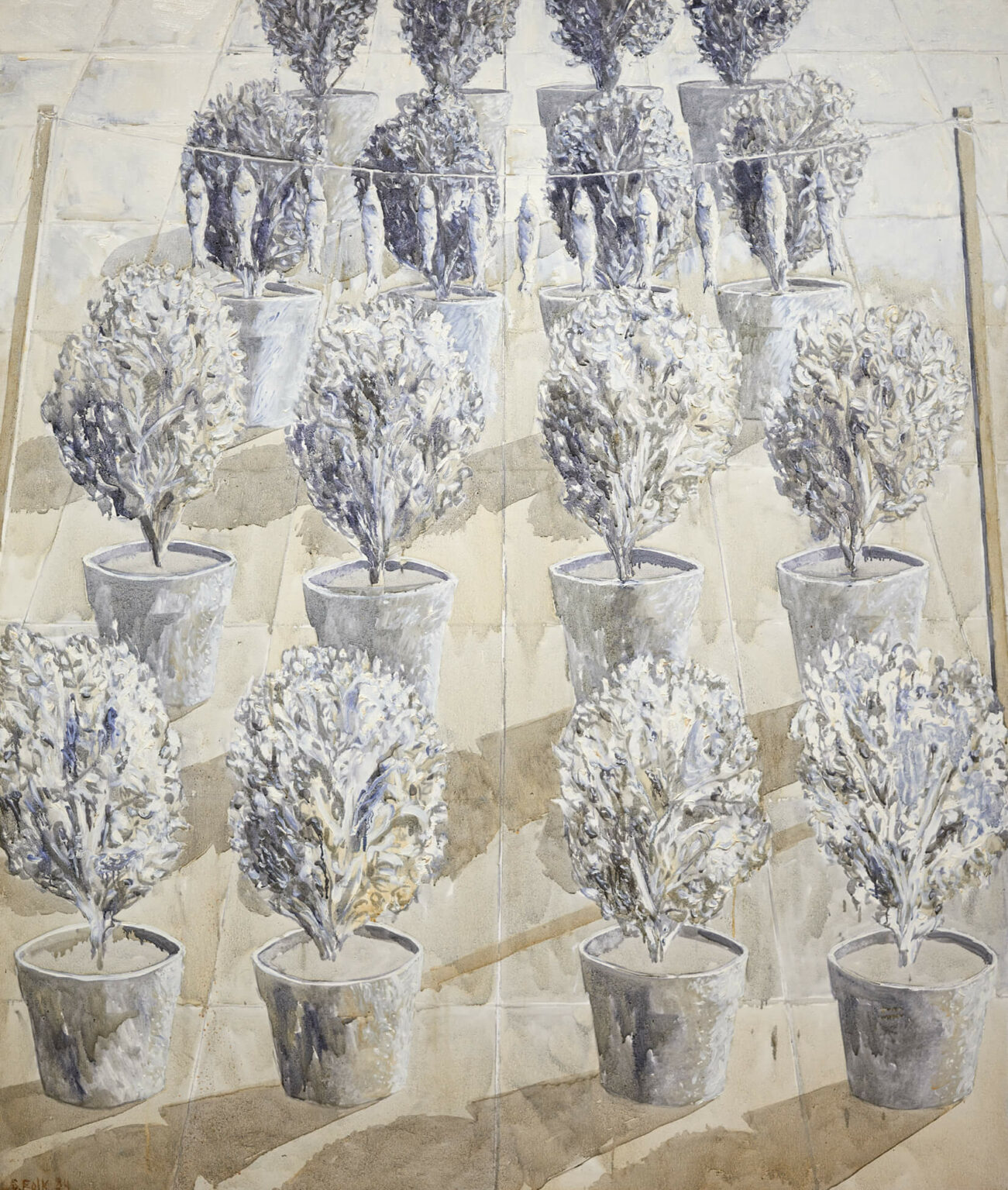 Gathie Falk, Theatre in B/W and Colour: Bushes with Fish in Colour and Theatre in B/W and Colour: Bushes with Fish in B/W, 1984