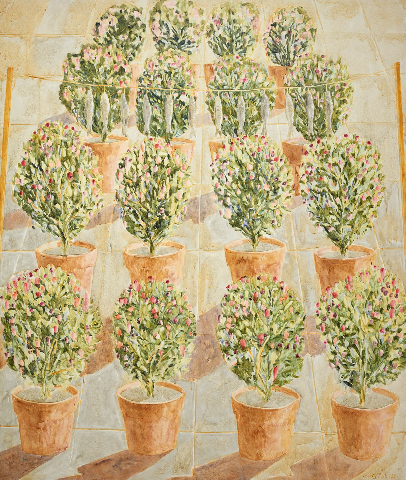 Gathie Falk, Theatre in B/W and Colour: Bushes with Fish in Colour and Theatre in B/W and Colour: Bushes with Fish in B/W, 1984